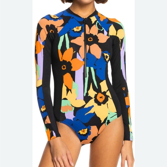 Roxy Long Sleeve One-Piece Swimsuit Rashguard sm - Picture 1 of 5